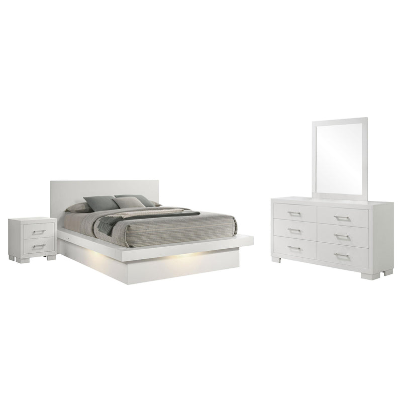 Jessica 4-piece Eastern King LED Bedroom Set Snow White - 202990KE-S4