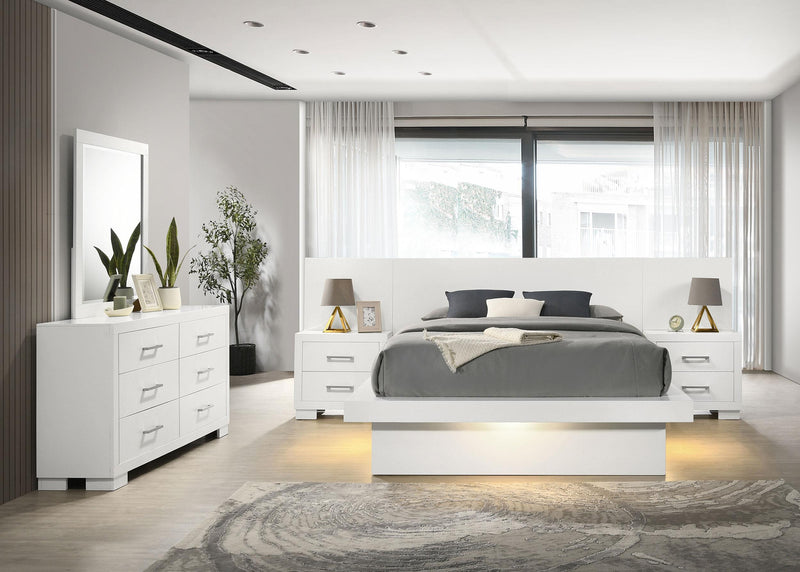 Jessica 5-piece Eastern King LED Bedroom Set Snow White - 202990KE-S5P