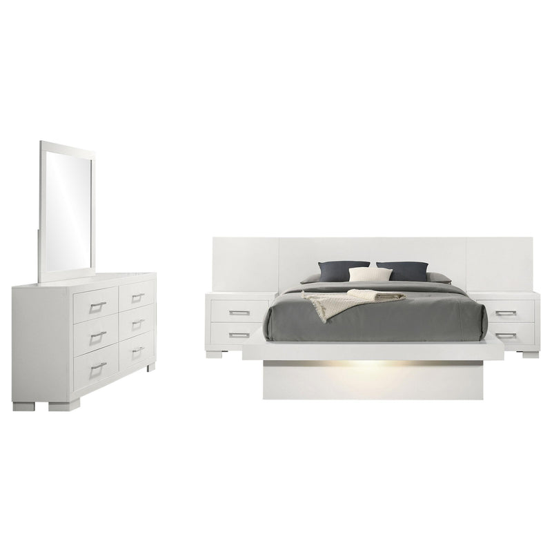 Jessica 5-piece Eastern King LED Bedroom Set Snow White - 202990KE-S5P