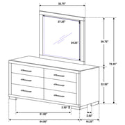 Jessica 6-drawer Dresser with Mirror Cappuccino - 200713M