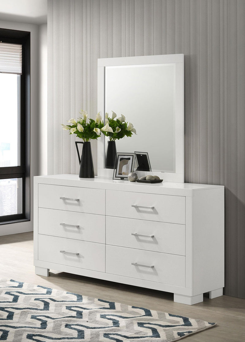 Jessica 6-drawer Dresser with Mirror Snow White - 202993M