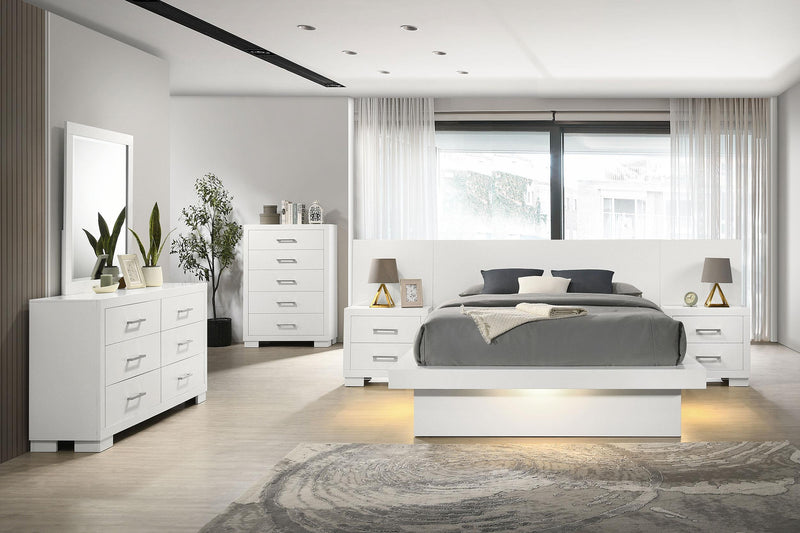 Jessica 6-piece Eastern King LED Bedroom Set Snow White - 202990KE-S6P