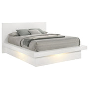 Jessica Wood Eastern King LED Panel Bed Snow White - 202990KE