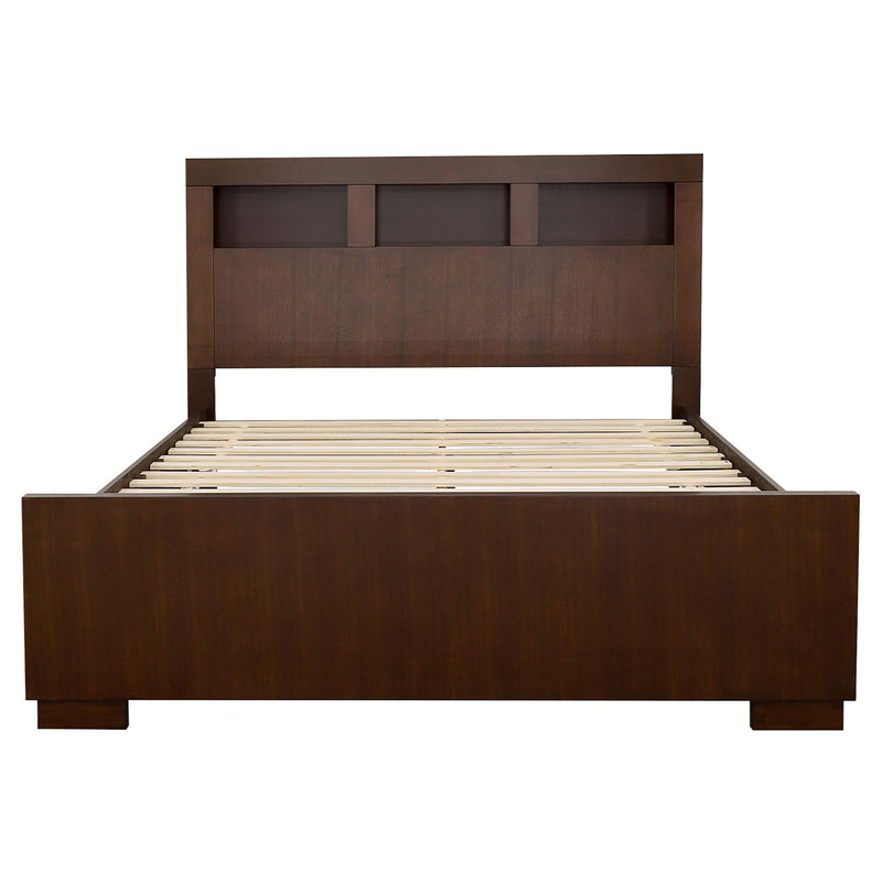 Jessica Wood Queen LED Storage Bookcase Bed Cappuccino - 200719Q
