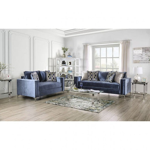 Jodie Satin Blue/Silver Sofa - SM2687-SF