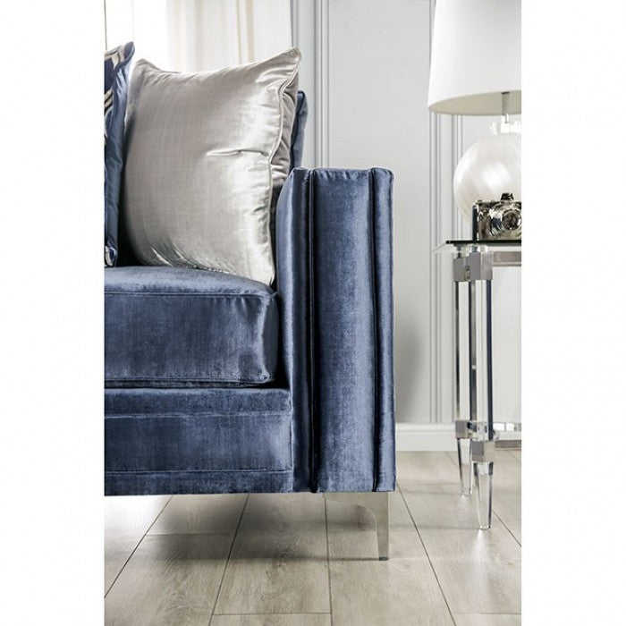 Jodie Satin Blue/Silver Sofa - SM2687-SF