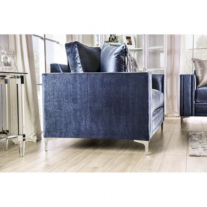 Jodie Satin Blue/Silver Sofa - SM2687-SF