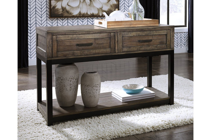Johurst Grayish Brown Sofa/Console Table - Gate FurnitureSofa Table