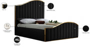Jolie Velvet King Bed (3 Boxes) Black - Gate FurnitureKing Bed
