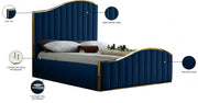 Jolie Velvet King Bed (3 Boxes) Blue - Gate FurnitureKing Bed