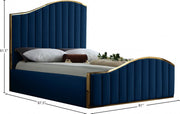 Jolie Velvet King Bed (3 Boxes) Blue - Gate FurnitureKing Bed