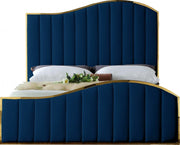 Jolie Velvet King Bed (3 Boxes) Blue - Gate FurnitureKing Bed