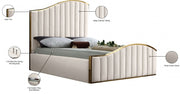 Jolie Velvet King Bed (3 Boxes) Cream - Gate FurnitureKing Bed