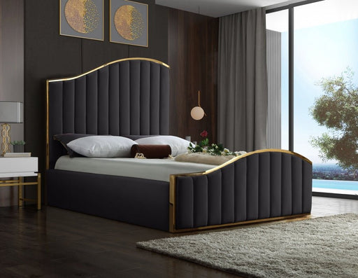 Jolie Velvet King Bed (3 Boxes) Grey - Gate FurnitureKing Bed
