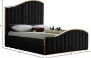 Jolie Velvet Queen Bed (3 Boxes) Black - Gate FurnitureQueen Bed
