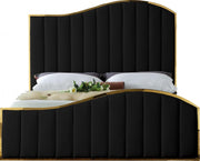 Jolie Velvet Queen Bed (3 Boxes) Black - Gate FurnitureQueen Bed