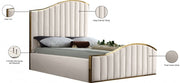 Jolie Velvet Queen Bed (3 Boxes) Cream - Gate FurnitureQueen Bed