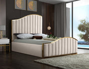 Jolie Velvet Queen Bed (3 Boxes) Cream - Gate FurnitureQueen Bed