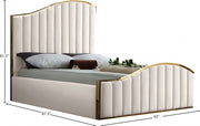 Jolie Velvet Queen Bed (3 Boxes) Cream - Gate FurnitureQueen Bed