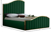 Jolie Velvet Queen Bed (3 Boxes) Green - Gate FurnitureQueen Bed