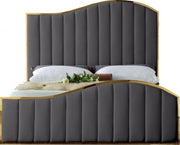 Jolie Velvet Queen Bed (3 Boxes) in Grey - Gate FurnitureQueen Bed