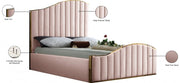 Jolie Velvet Queen Bed (3 Boxes) Pink - Gate FurnitureQueen Bed