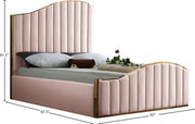 Jolie Velvet Queen Bed (3 Boxes) Pink - Gate FurnitureQueen Bed