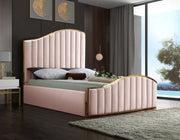 Jolie Velvet Queen Bed (3 Boxes) Pink - Gate FurnitureQueen Bed