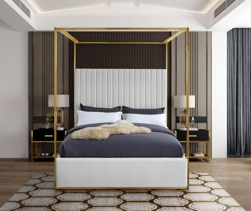 Jones Vegan Leather King Bed White - Gate FurnitureKing Bed