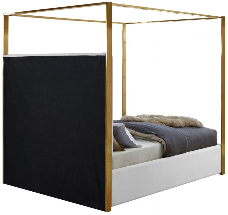 Jones Vegan Leather King Bed White - Gate FurnitureKing Bed