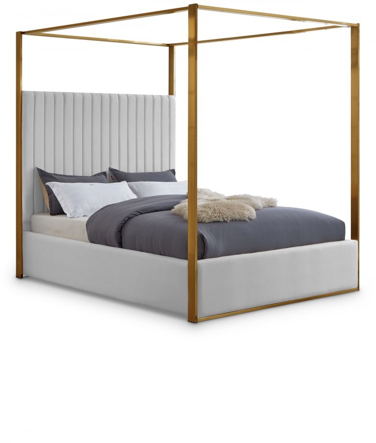 Jones Vegan Leather King Bed White - Gate FurnitureKing Bed