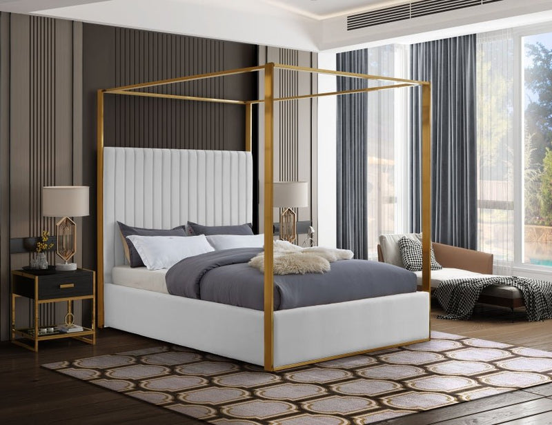 Jones Vegan Leather Queen Bed White - Gate FurnitureQueen Bed