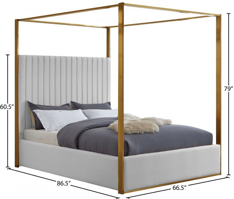 Jones Vegan Leather Queen Bed White - Gate FurnitureQueen Bed