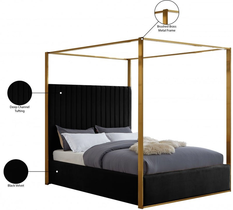 Jones Velvet King Bed Black - Gate FurnitureKing Bed