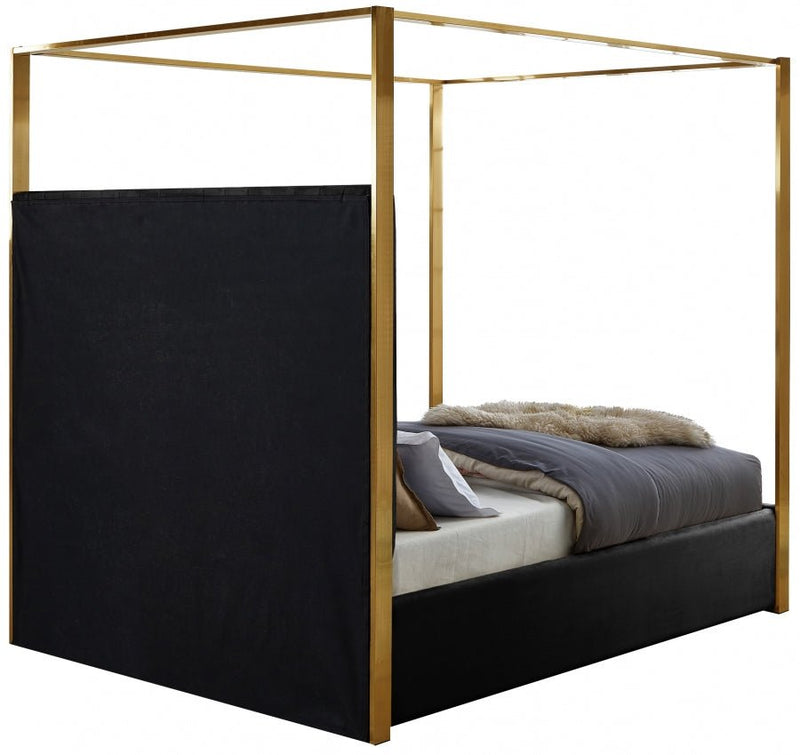 Jones Velvet King Bed Black - Gate FurnitureKing Bed