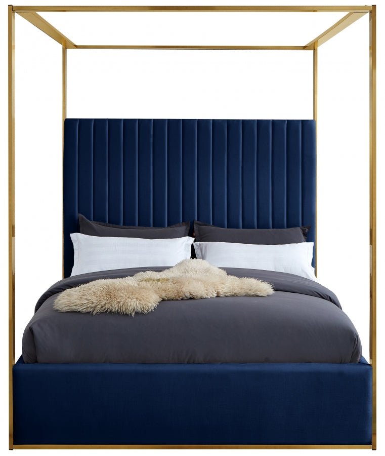 Jones Velvet King Bed Blue - Gate FurnitureKing Bed