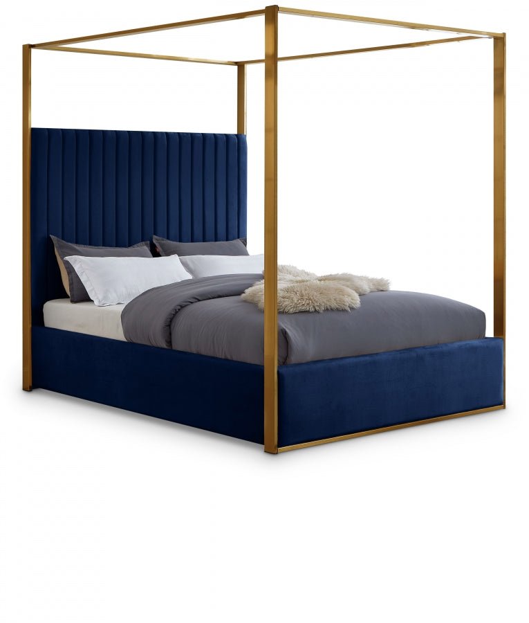 Jones Velvet King Bed Blue - Gate FurnitureKing Bed