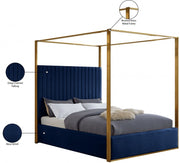 Jones Velvet King Bed Blue - Gate FurnitureKing Bed