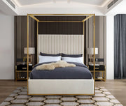 Jones Velvet King Bed Cream - Gate FurnitureKing Bed