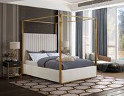 Jones Velvet King Bed Cream - Gate FurnitureKing Bed