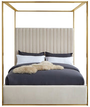 Jones Velvet King Bed Cream - Gate FurnitureKing Bed