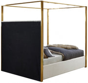 Jones Velvet King Bed Cream - Gate FurnitureKing Bed