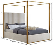 Jones Velvet King Bed Cream - Gate FurnitureKing Bed