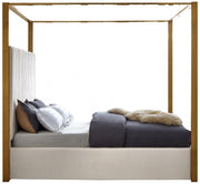 Jones Velvet King Bed Cream - Gate FurnitureKing Bed