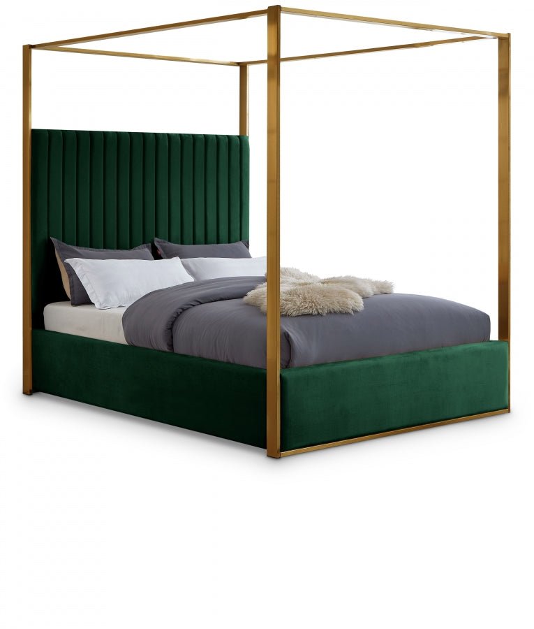 Jones Velvet King Bed Green - Gate FurnitureKing Bed
