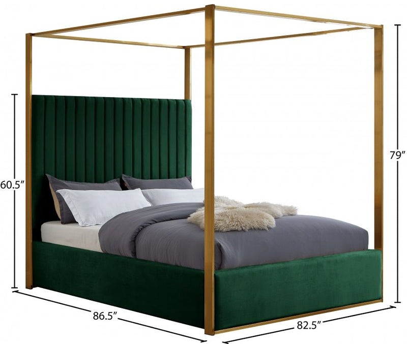 Jones Velvet King Bed Green - Gate FurnitureKing Bed