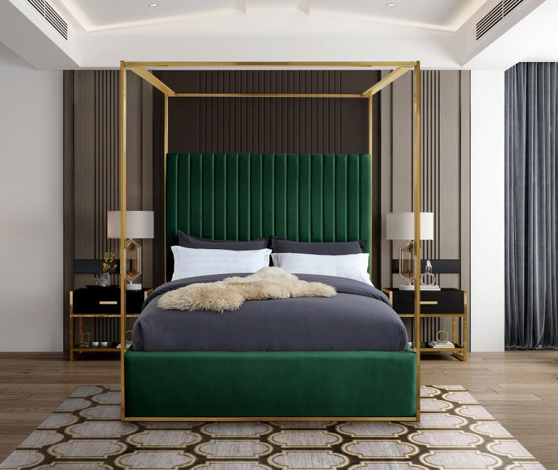 Jones Velvet King Bed Green - Gate FurnitureKing Bed