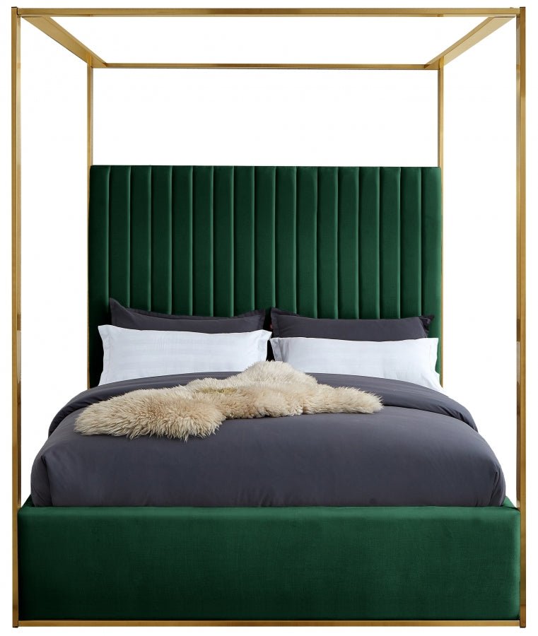 Jones Velvet King Bed Green - Gate FurnitureKing Bed