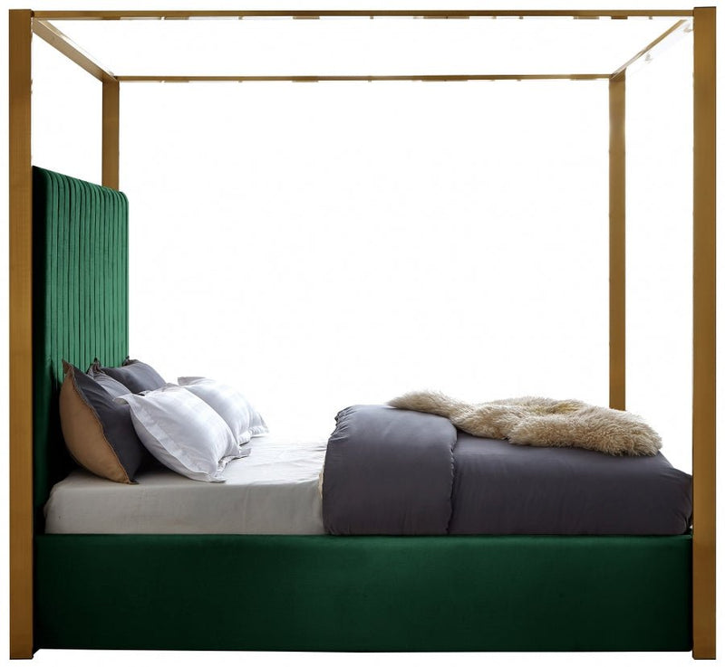 Jones Velvet King Bed Green - Gate FurnitureKing Bed