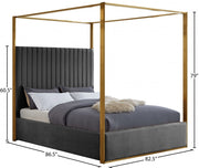 Jones Velvet King Bed Grey - Gate FurnitureKing Bed